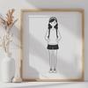 Beautiful Single-Colored Girl Icon A young girl illustration in a single-colored line style, suitable for various cutting machines and digital design tools.