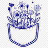 A detailed illustration of a flower pocket with intricate details.