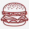 Beautiful Food Clip Art A digital illustration of a hamburger, suitable for graphic design and printing.