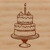 Layered Cakes with Frosting and Decorations Illustrated birthday cake design made from layered cakes with frosting and decorations.