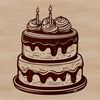 Simple vector design of a birthday dessert with a rounded base and layered frosting, suitable for various applications.