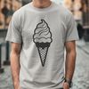 Colorful Cone-Shaped Treat Graphic A colorful illustration of a cone-shaped ice cream with scoops and toppings.