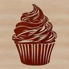 Colorful Cake Vector Design A single serving-sized baked dessert with a rounded shape and colorful frosting on top.