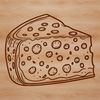 A high-quality digital illustration of a wedge-shaped cheese, suitable for vector design and cutting machine applications.