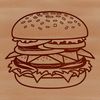 Simple Hamburger SVG Vector Art A simple illustration of a classic cheeseburger with lettuce, tomato, and condiments on a bun.