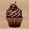 Delicious Single Serving Treat A vector illustration of a single serving cupcake with decorations on top.