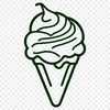 A colorful illustration of a cone-shaped ice cream dessert with swirly patterns and toppings.