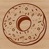A digital illustration of a single donut with frosting and sprinkles.