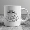 Donut on a Coffee Cup Graphic A colorful illustration of a single serving donut on a white coffee cup.