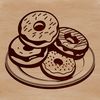 A digital illustration of a single donut with a round shape and textured surface.