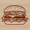 Cheeseburger Graphic Design A stylized illustration of a classic cheeseburger featuring a beef patty, lettuce, tomato, and melted cheese on a bun.