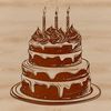 A classic birthday cake design with layers and frosting, suitable for personal or commercial use.