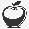 A 2D illustration of a green apple with stem and leaves.