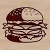 Classic American Food Vector Art A minimalist illustration of a classic hamburger with toppings.