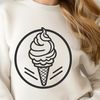 Sweet Cone Delight Digital Vector Art A colorful illustration of a scoop of ice cream on a cone, created as a digital vector graphic.