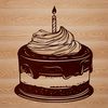 A colorful illustration of a birthday cake with candles and decorations, suitable for personal and commercial use.
