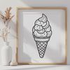 Ice Cream Confection Design A vector design featuring a single serving of creamy ice cream in a waffle cone.