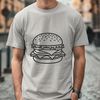 Stylish Hamburger Illustration A stylized illustration of a hamburger with toppings and condiments.
