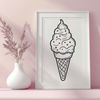Delicious Waffle Cone Treat A colorful illustration of a scoop of ice cream in a waffle cone.