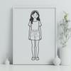 Young Girl Illustrations in Various Poses A detailed illustration of a young girl in various poses and outfits.