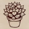 A detailed illustration of a succulent plant with thick, fleshy leaves and stems, suitable for gardening and floral designs.