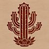 A stylized illustration of a cactus plant in its natural environment.