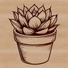 Desert Blooms SVG Design A stylized illustration of a succulent plant with thick, fleshy leaves and stems.