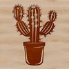 A vector graphic representation of a prickly cactus with thick stems and spines.