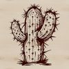 Illustrative cactus graphic with desert plant design, suitable for vector art and digital crafting.