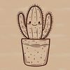 Cactus Plant Vector Graphic A stylized illustration of a cactus plant, suitable for use in gardening designs or nature-themed artwork.