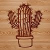 A stylized illustration of a cactus plant in a graphic format.
