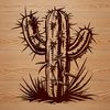 A detailed illustration of a desert plant with sharp spines, suitable for vector graphics.