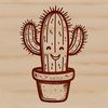 An outline vector graphic of a cactus with detailed texture and shape.