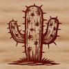 An isolated vector graphic representation of a prickly cactus silhouette.