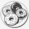 A vector illustration of a donut with frosting and sprinkles.