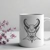 Mephistopheles Portrait A detailed illustration of the devil's face and body, suitable for use in graphic design projects.