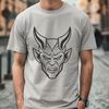 Mysterious Red Horned Figure An SVG design featuring a menacing figure with red skin and sharp teeth, often associated with Halloween imagery.