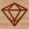 A geometric shape in the form of a diamond with clean lines and sharp corners.