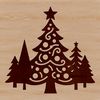 Decorative vector art of a Christmas tree in a festive holiday setting.
