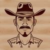 A digitally created illustration of a cowboy in vector format, suitable for editing and customization.