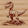 SVG Friendly T-Rex Clip Art Design A colorful illustration of a friendly T-Rex dinosaur in a prehistoric landscape.