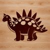 A prehistoric Stegosaurus dinosaur with plated armor and spiked tail in a vector design format.