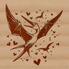 Prehistoric pteranodon dinosaur with love hearts, vector design illustration.