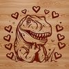 Prehistoric T Rex in Love A prehistoric T Rex dinosaur with love hearts on its head, rendered as a vector graphic.