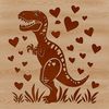 Prehistoric dino illustration featuring heart motifs.