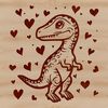 Prehistoric Baby Dinosaur SVG A colorful prehistoric baby dinosaur with love hearts surrounding it, suitable for various design applications.