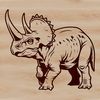 A detailed illustration of a triceratops in prehistoric times, created as a vector design.