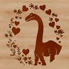 Vintage Brachiosaurus Illustration A prehistoric brachiosaurus dinosaur with ornate floral details on its head.