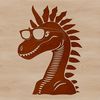 A prehistoric dinosaur wearing trendy sunglasses and posed in a fun, graphic style.