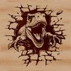 A digital illustration of a Tyrannosaurus Rex dinosaur smashing through a wall, created as a vector graphic.